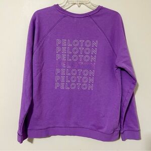 Peloton Pullover Sweatshirt Purple w/ pink & white logo size medium.
